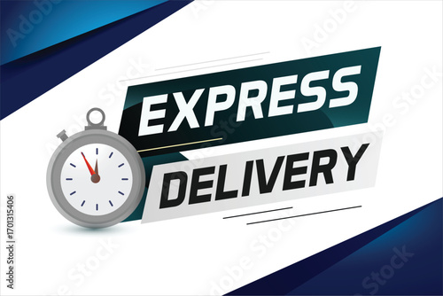 Express delivery word concept vector illustration with stopwatch style for use landing page, template, ui, web, mobile app, poster, banner, flyer, background, gift card, coupon, label
