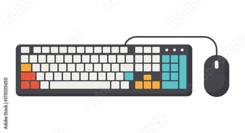 a keyboard connected to mouse showing technology setup