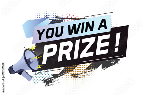 Enter to win prizes word concept vector illustration with megaphone and 3d style for use landing page, template, ui, web, mobile app, poster, banner, flyer, background, gift card, coupon, wallpaper 