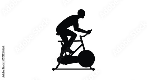 a man exercising on stationary bike silhouette