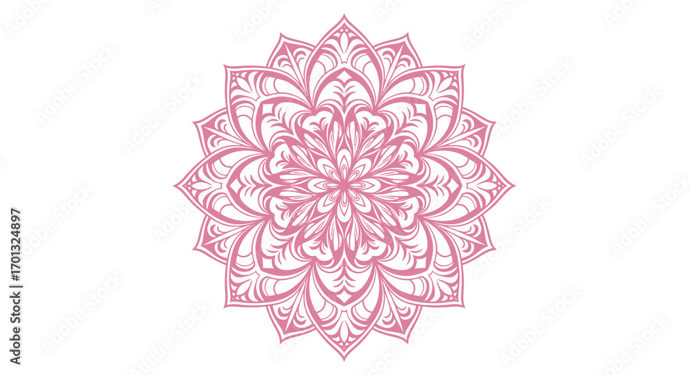 intricate floral mandala design with delicate pink patterns