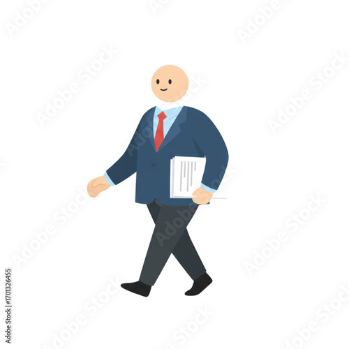 Professional business person character walking with important documents. Flat design vector illustration representing corporate life and career ambition
