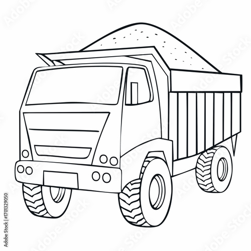 Vector Illustration of Dump Truck with Gravel Load