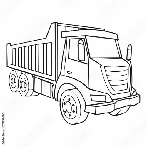 Vector Illustration of a Dump Truck Outline