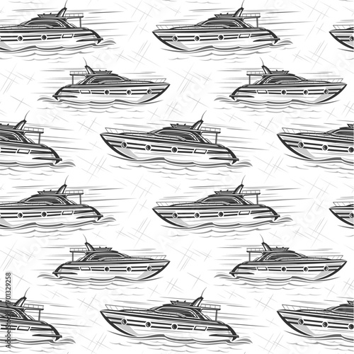Vector Motor Boat seamless pattern