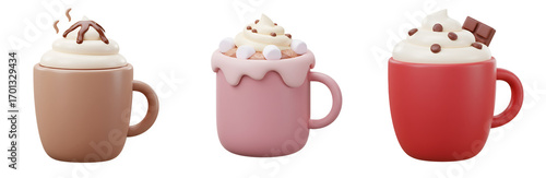 Indulge in decadent hot chocolate creations with creamy toppings and sweet delights with transparent background