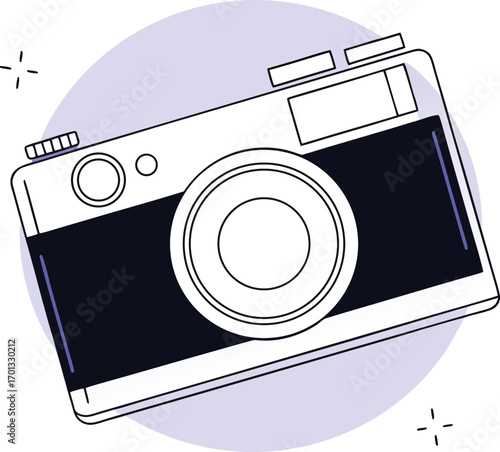 Vintage photo camera vector illustration with a focus on old photography equipment and a compact design