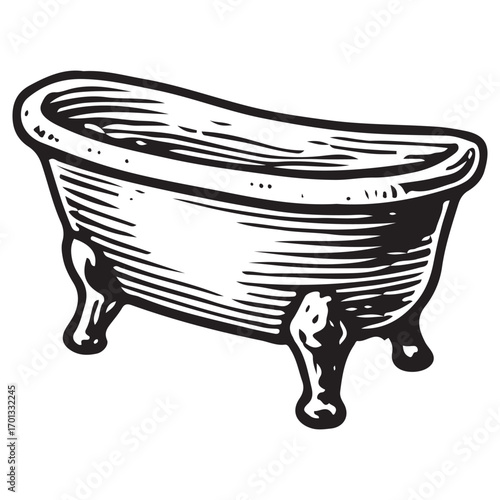 Vintage Clawfoot Bathtub Illustration: Elegant Soaking Tub
