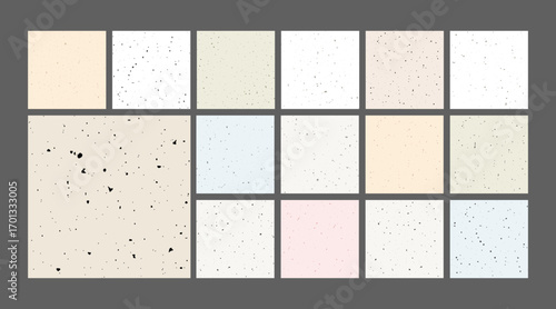 Noise Eggshell Texture collection. Set of Recycle grain sand backgrounds with speckles. Retro Vector Illustration.