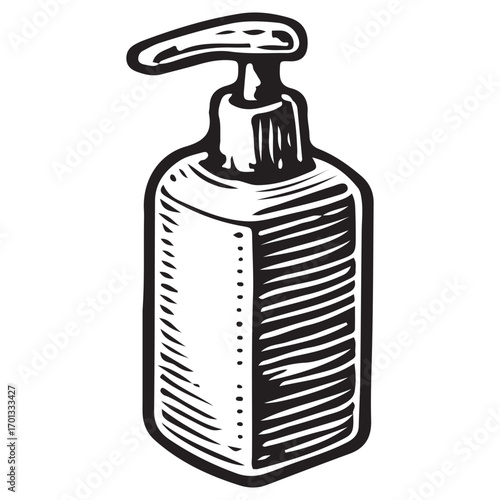 Vintage Soap Dispenser Illustration: Liquid Hand Soap Bottle
