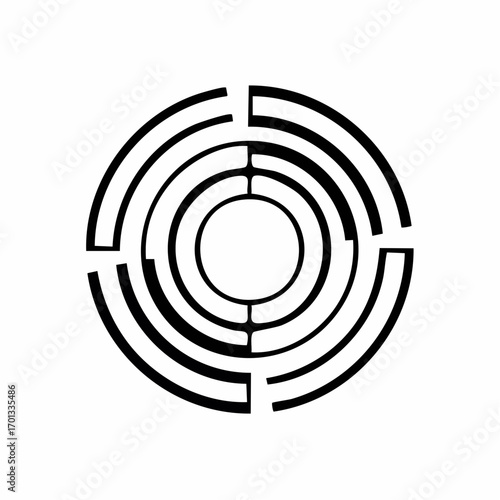Circular abstract graphic. Segmented circle icon, design. Cyclical spiral, swirl, twirl graphic