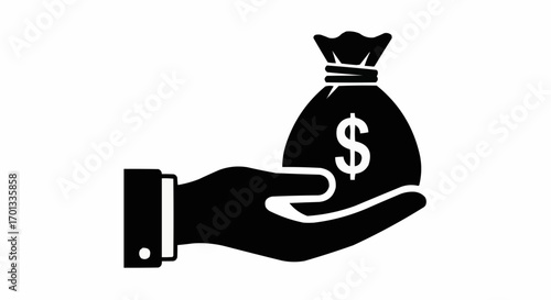 Vector art of hand holding a money bag with a dollar sign