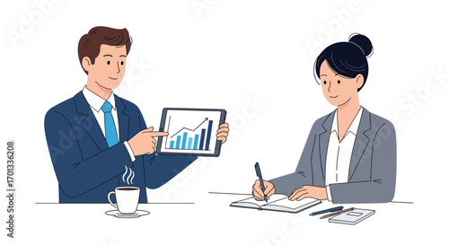 Business Colleagues Discussing Growth Chart on Tablet