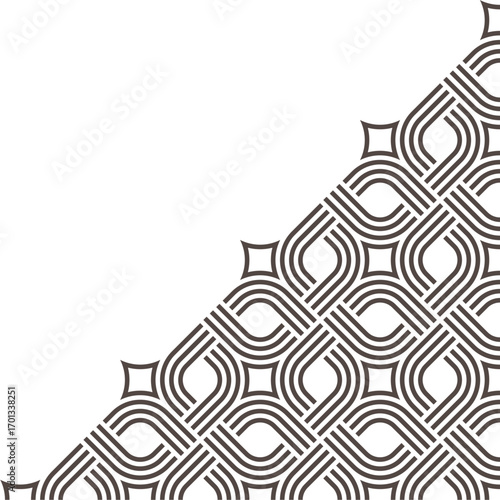 Teal Floral Pattern Corner Design with Japanese and Chinese Style