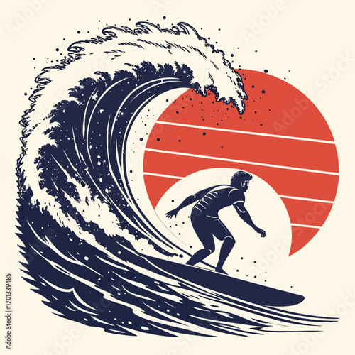 a surfer riding a powerful wave