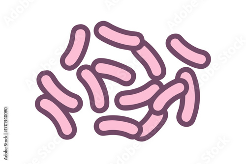Illustration of pink rodshaped bacteria
