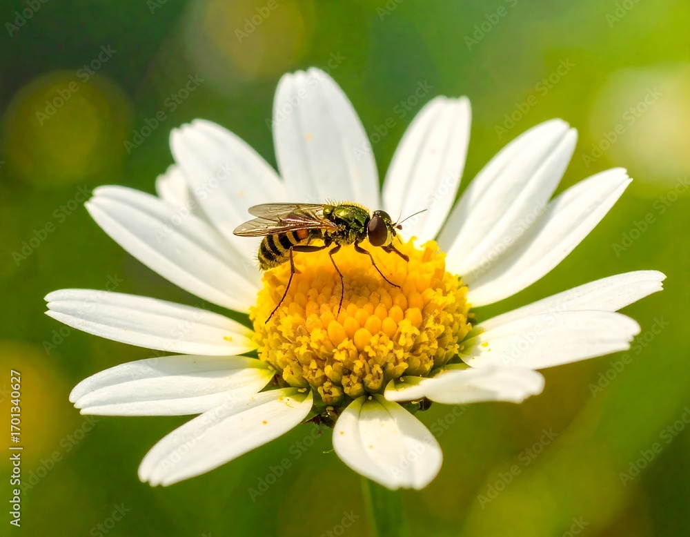 Fototapeta premium A bee-like insect on a daisy