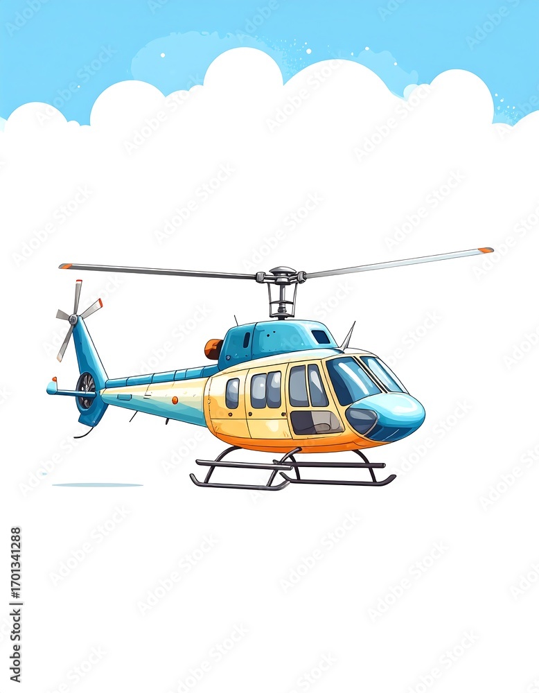 Fototapeta premium Helicopter flight, sky clouds, travel