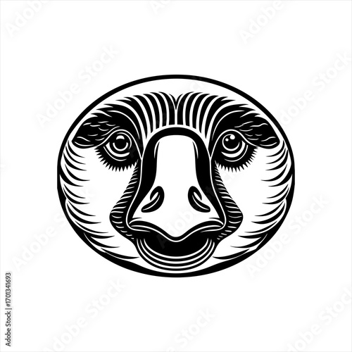 Goose head logo with detailed feather design