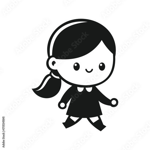 Vector Silhouette of Girl Character