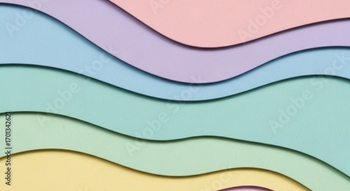 Pastel Paper Layers: Abstract Composition of Soft Colors and Cur