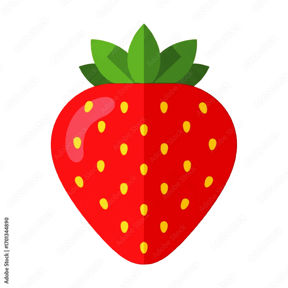 Fototapeta premium A vibrant, stylized illustration of a single, ripe strawberry.