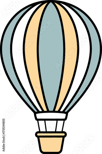 Vector art of hot air balloon floating among clouds