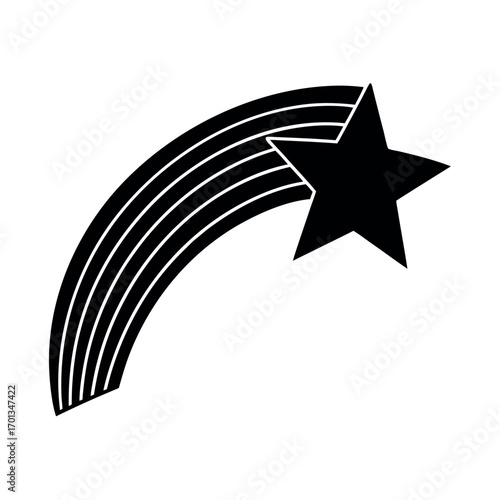 Cute shooting star trail featuring rainbow glow in magical fantasy style Vector illustration