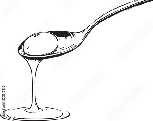 Spoon with Honey Icon – Symbol of Natural Sweetness, Health, Nutrition, Wellness, Healing and Organic Food