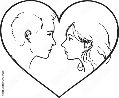 Romantic Love Couple Heart Icon – Symbol of Relationship, Affection, Passion, Togetherness and Care
