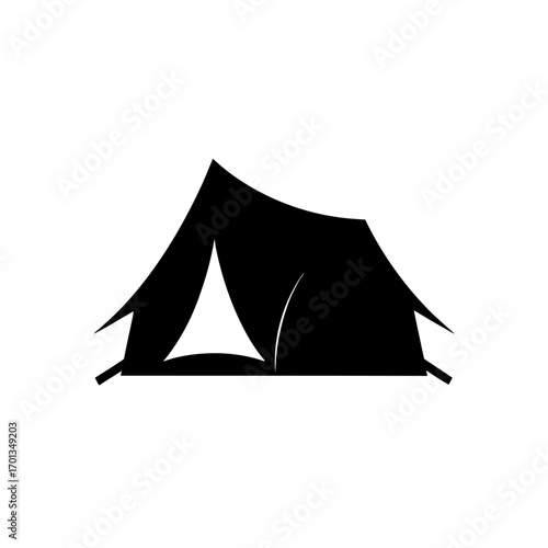 Silhouette of a camping tent outdoors icon on transparent background
