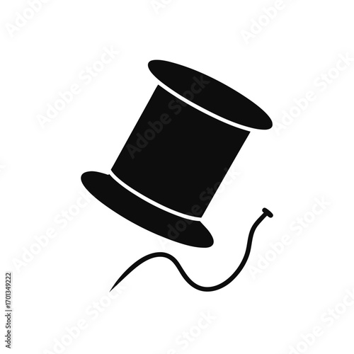Illustration of a spool with loose thread on transparent background