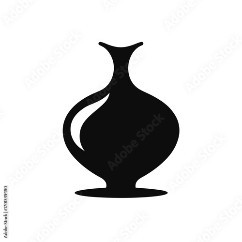 Silhouette of a vase with narrow opening on transparent background