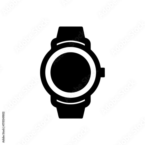 Illustration of a black wrist watch icon on transparent background