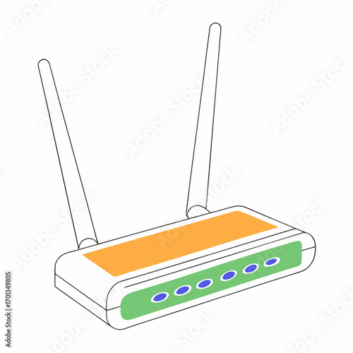 Modern wi fi router icon with signal waves and network connection