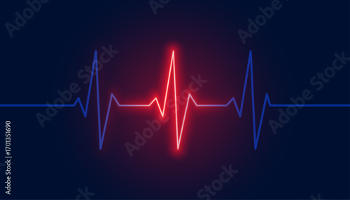 glowing red medic heartbeat pulse line background