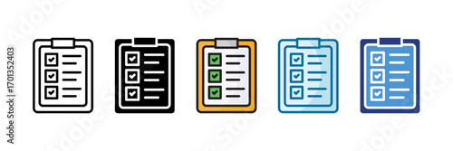 Checklist Clipboard Icon Set Multiple Style Collection