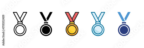 Medal Award Icon Set Multiple Style Collection