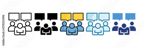 Group Discussion Icon Set Multiple Style Collection