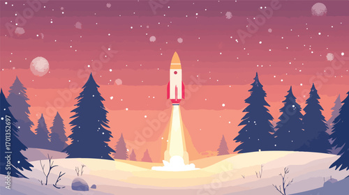 Rocket Launch in Winter Wonderland