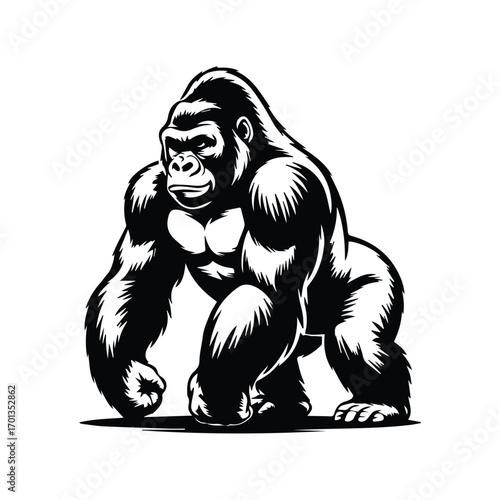 Powerful gorilla illustration symbolizing inner strength and determination on a clean background ready for projects