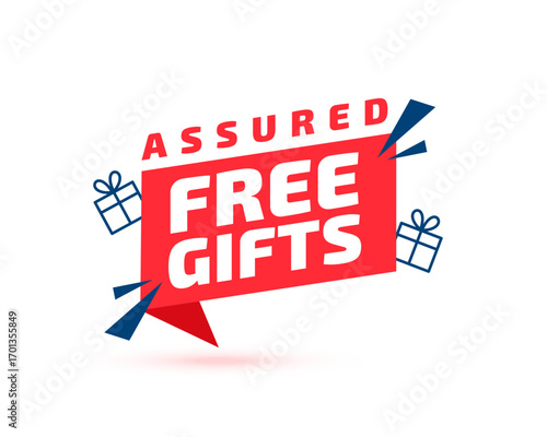 assured free gifts badge background with giftbox design