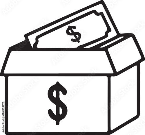 Donation box vector line art flat icon