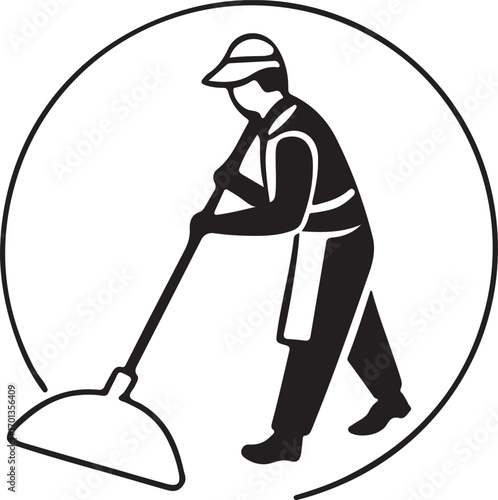 Floor cleaner cleaning silhouette vector icon