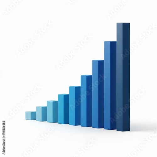 Blue rising bar graph representing growth and progress on white background. Free Download Blue rising bar graph representing growth and progress on white background. - GFXLoad