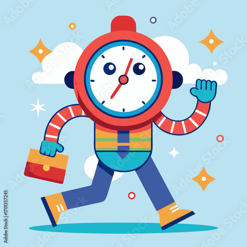 Vector character clock illustration deadline