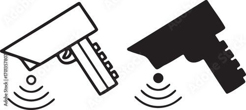 Moder CC camera, cc tv home security house protection technology icons