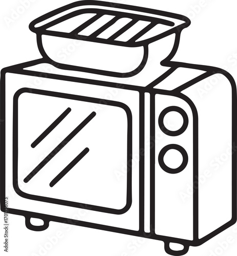 Oven electric food hitter icon line art vector