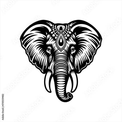 Wallpaper Mural Majestic Elephant Head Tribal Art Illustration. Torontodigital.ca