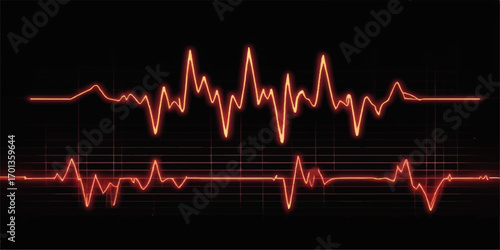 Medical EKG cardiogram with a green heartbeat wave on a black monitor